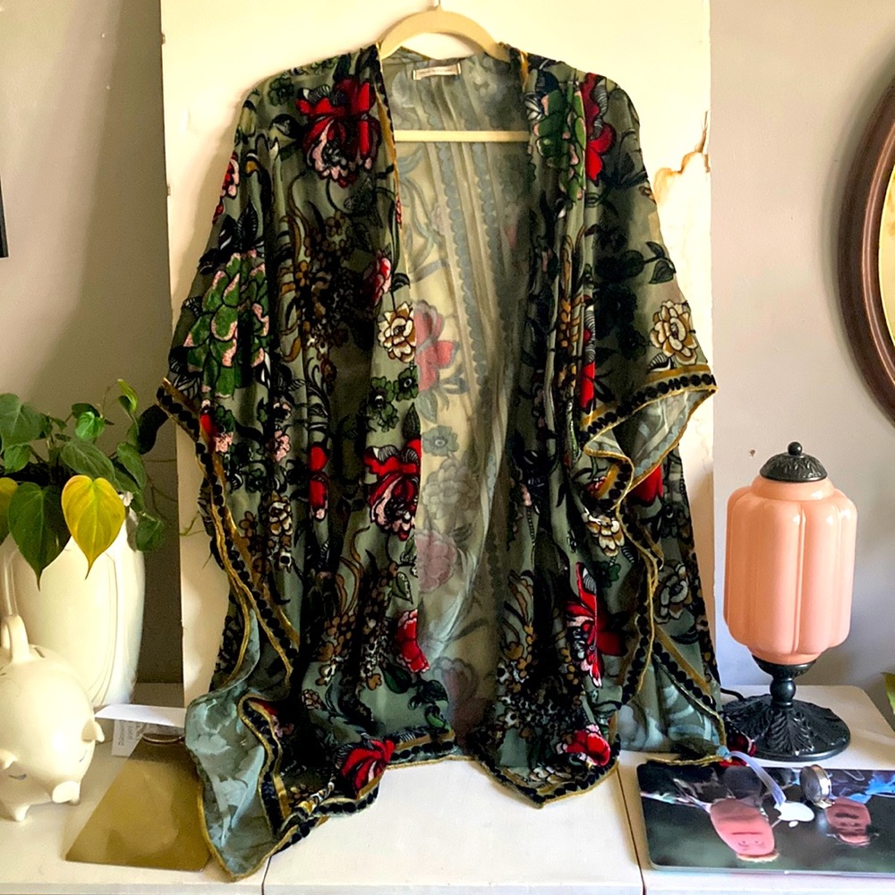 Urban Outfitters Velvet Green Kimono